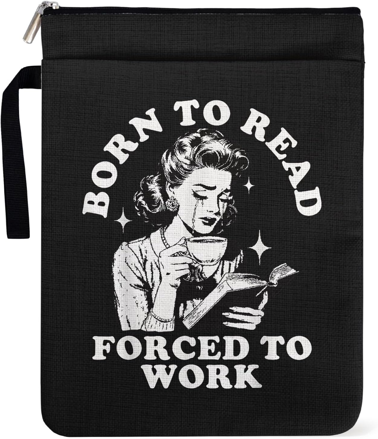 Born to Read Forced to Work Book Sleeve for Book Lovers Librarian, Modern Girl Themed Decor for Teacher Colleague Gifts, Bookish Group Club Book Cover Gifts 9x12 Inch