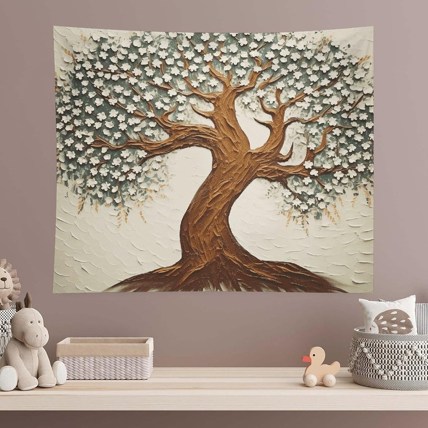HETVBNS Tree Printed Tapestry Wall Hanging - 50"x60" Aesthetic Tapestries Soft Polyester Wall Art Decor Large Tapestry for Bedroom Living Room Dorm Backdrop, Hanging Kit Included