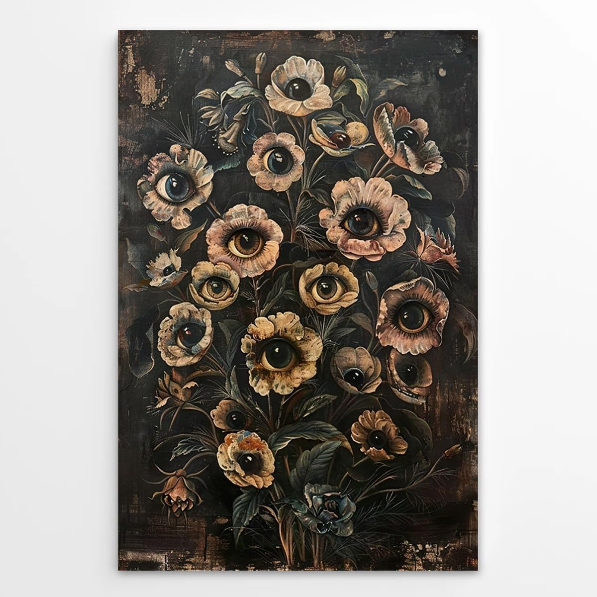 Botanical Gothic Posters Victorian Goth Wall Art Witchy Dark Cottagecore Room Home Decor Macabre Canvas Print Surreal Collage Forestcore Pictures Painting for Bedroom 16x24inch Unframed