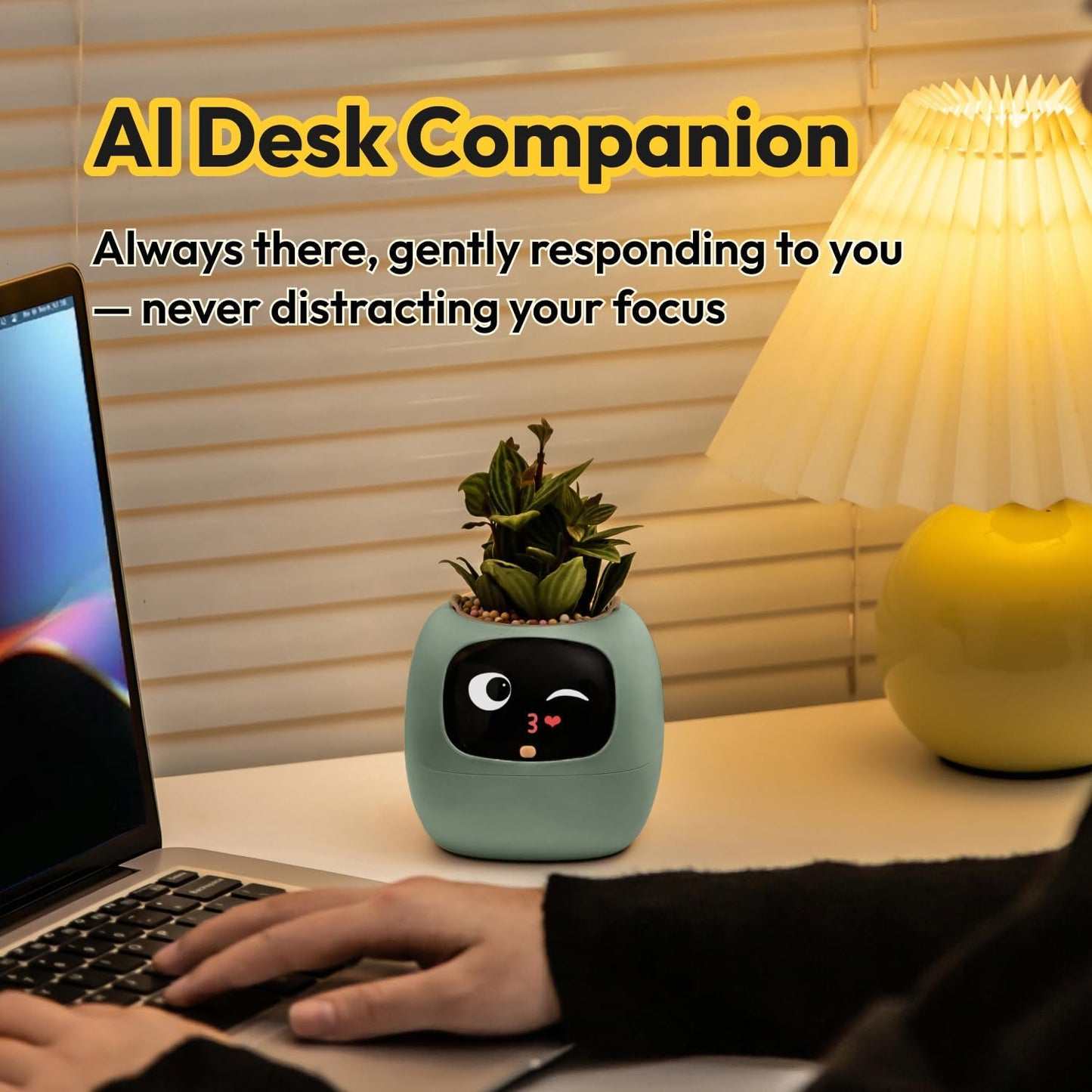 Ivy Interactive AI Desk Companion, Smart Plant Pet with 100+ Expressions, Cute Indoor Planter for Office Decor, Unique Gift for Plant Lovers & Coworkers(Violet)