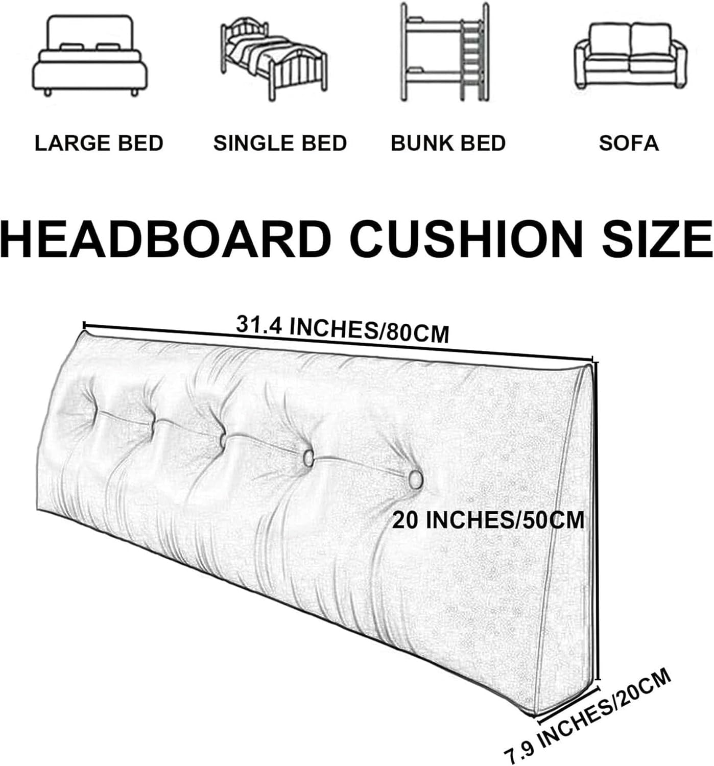 AMNOOL Triangular Headboard Pillow,Solid Color Triangle Cushion Reading Bed Rest Pillow,Large Bolster Wedge Support Removable Pillow for Dorm Daybed Bed