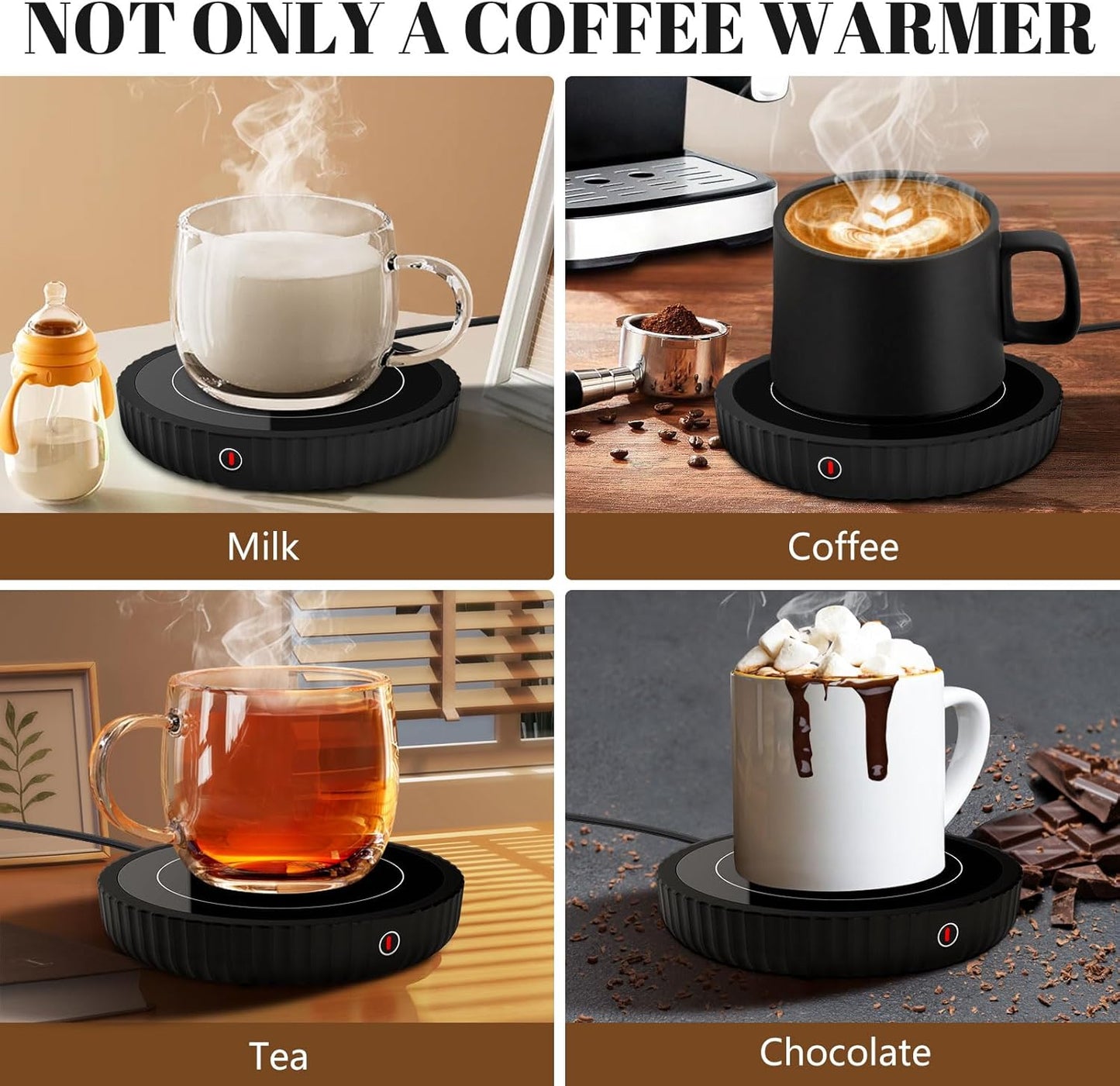 Large Candle Warmer Plate,Coffee Warmer with 3-Temperature Settings,Mug Warmer Auto Shut Off,Ideal Desk Cup Warmer for Coffee, Beverages, Milk & Tea