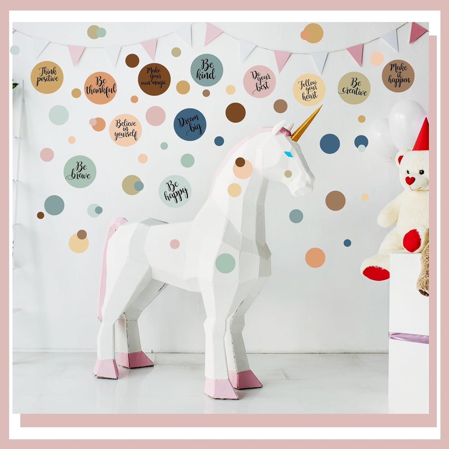 Tallew 576 Pcs Polka Dot Wall Decals Inspirational Wall Decal for Classroom Motivational Quote Circle Wall Sticker Removable Lettering Positive Saying Sticker for Dance Yoga Gym(Morandi Color)