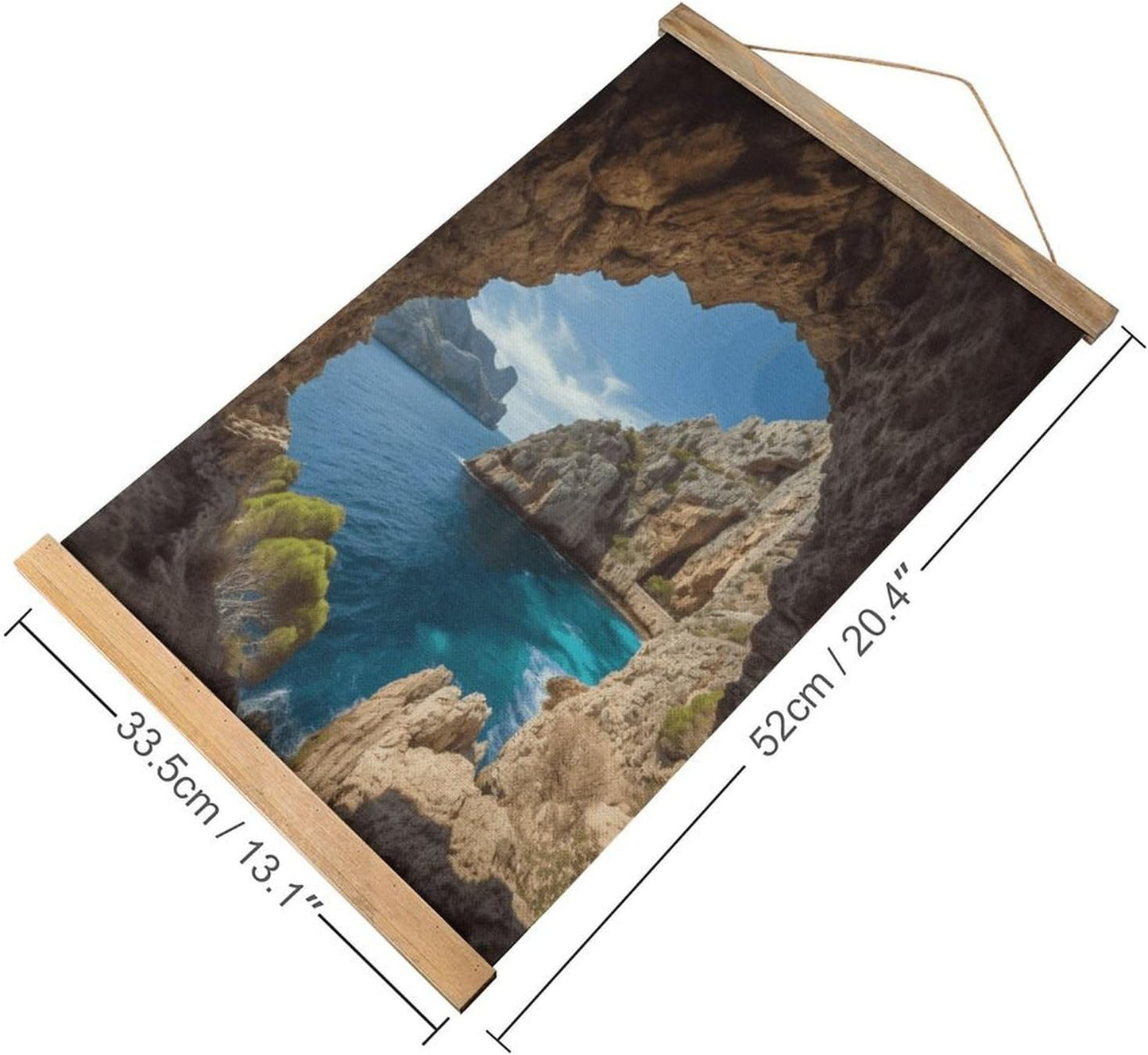 Vintage Arch in Mallorca Spain Poster with Wooden Frame Personalized Linen Hanging Scroll Painting Rustic Wall Hanging Illustrative Modern Artwork Decor for Home Living Room Bedroom Office