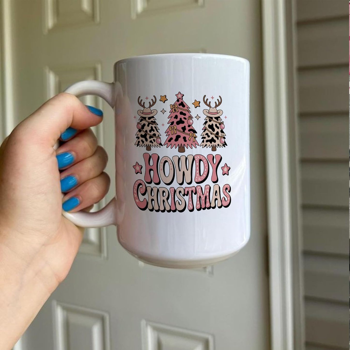Funny Leopard Tree Howdy Christmas White Mugs, 11oz 15oz Drinking Cups, Kitchen Décor, Gifts For Book Lovers