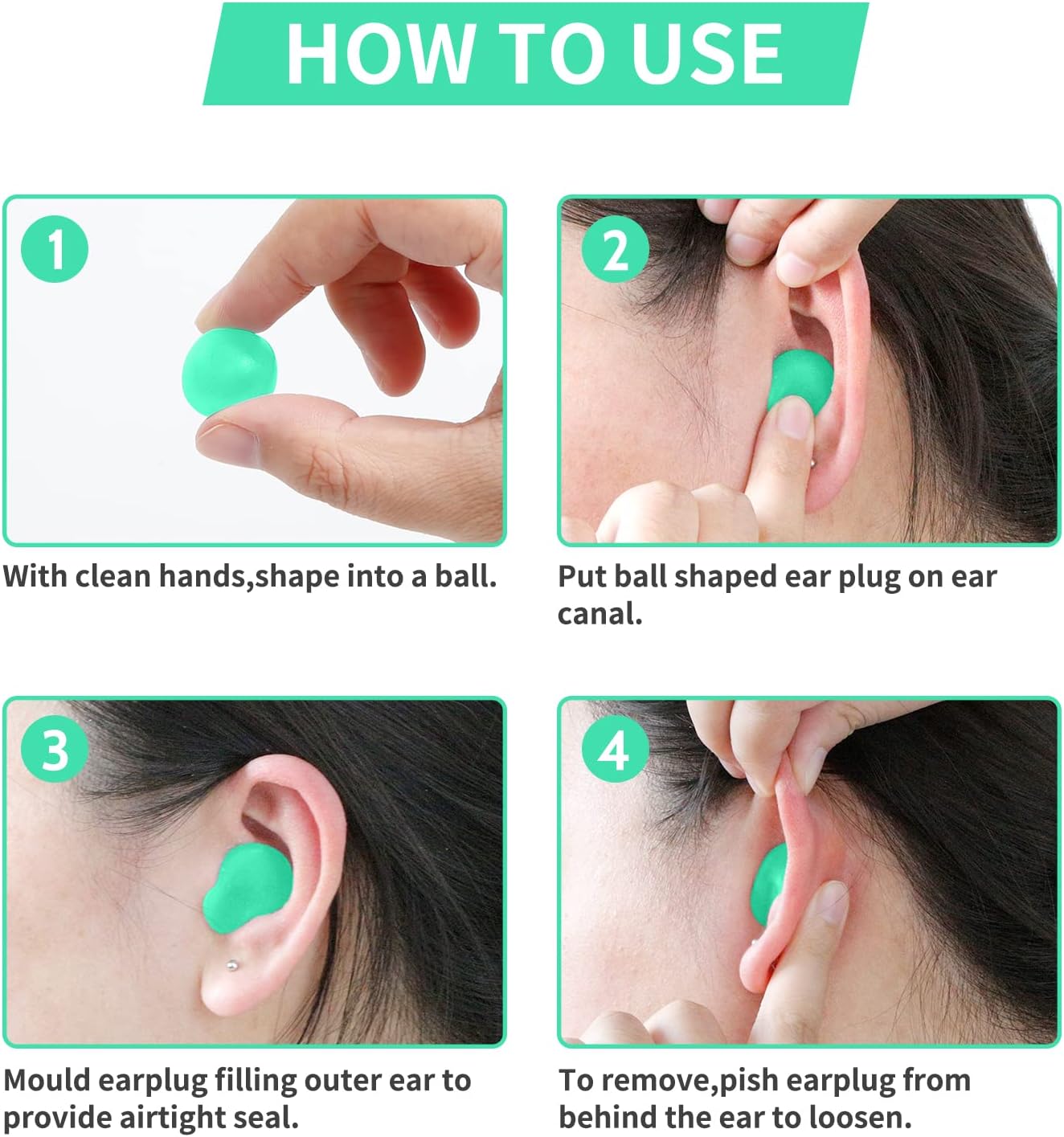 LYSIAN Soft Moldable Silicone Earplugs, 5 Pairs, 27dB SNR Noise Cancelling Ear Plugs for Swimming, Sleeping, Reading (Green)