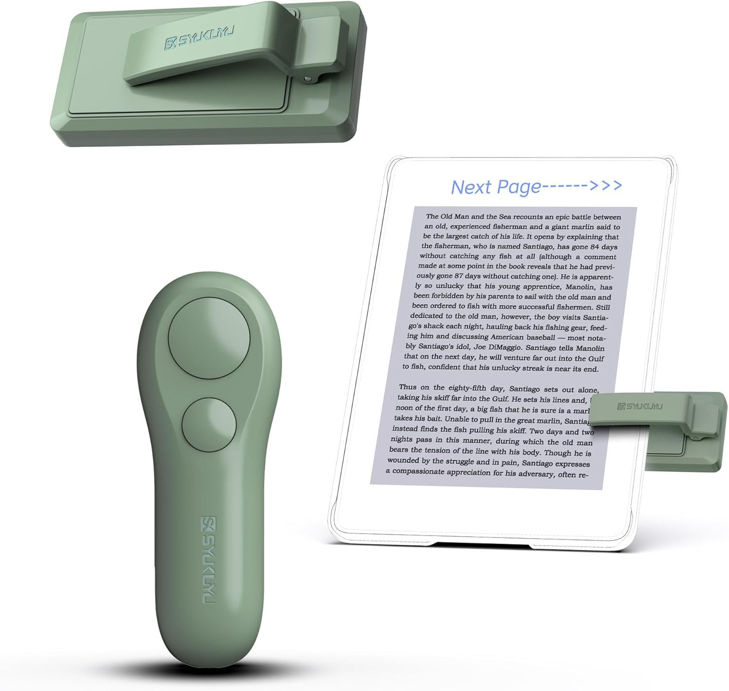SK SYUKUYU RF Remote Control Page Turner for Kindle Reading Ipad Surface Comics, iPhone Android Tablets Reading Novels Taking Photos(Green)