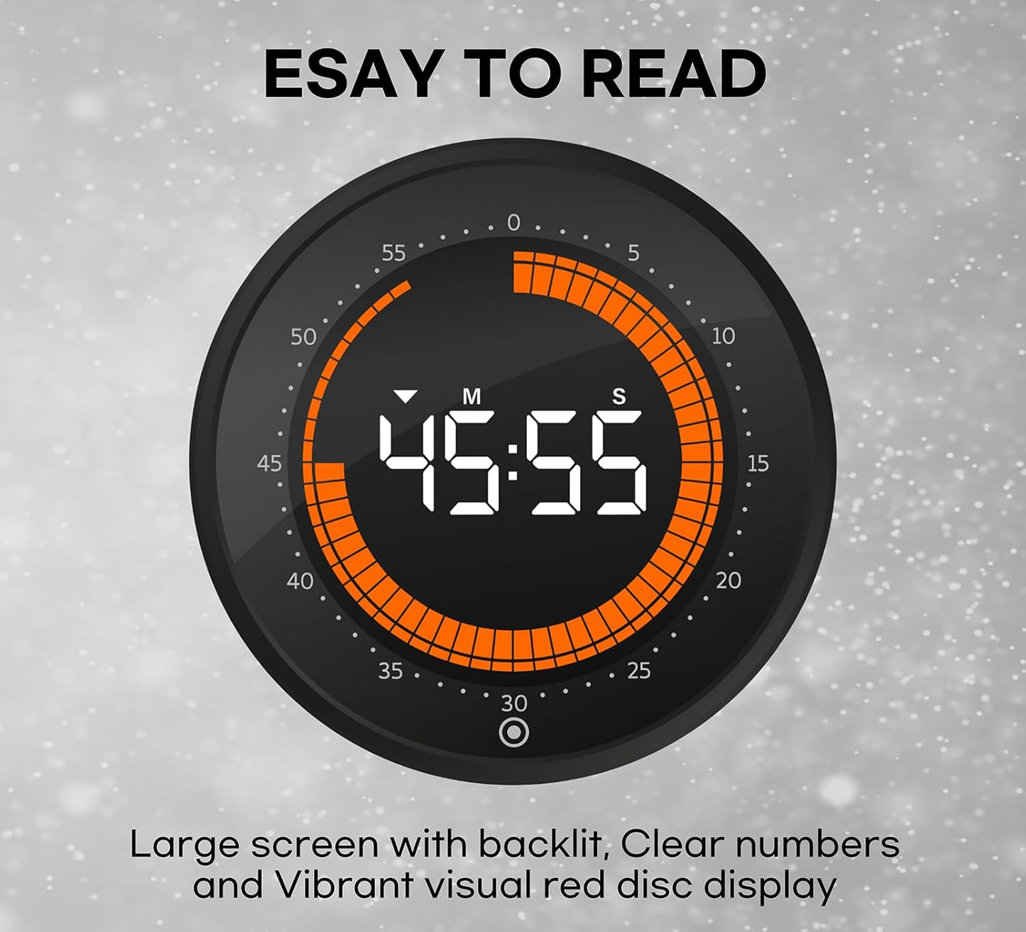 Visual Digital Timer - 60 Min Countdown & Count Up, Large LED Screen with Red Visual Disc, Magnetic Silent Timer for Kids, Seniors, Classroom, Kitchen Cooking, ADHD & Autism Productivity Tool