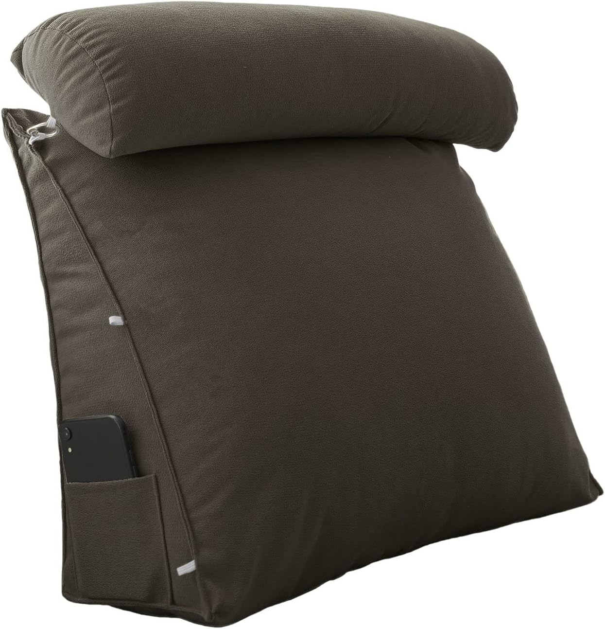 Reading Pillows for Sitting in Bed for Adult Washable Cover Adjustable Lumbar Support Cushion with Neck Support Pillow Triangular Back Cushion (Color : Brown, Size : 45 x 20 x 45 cm)