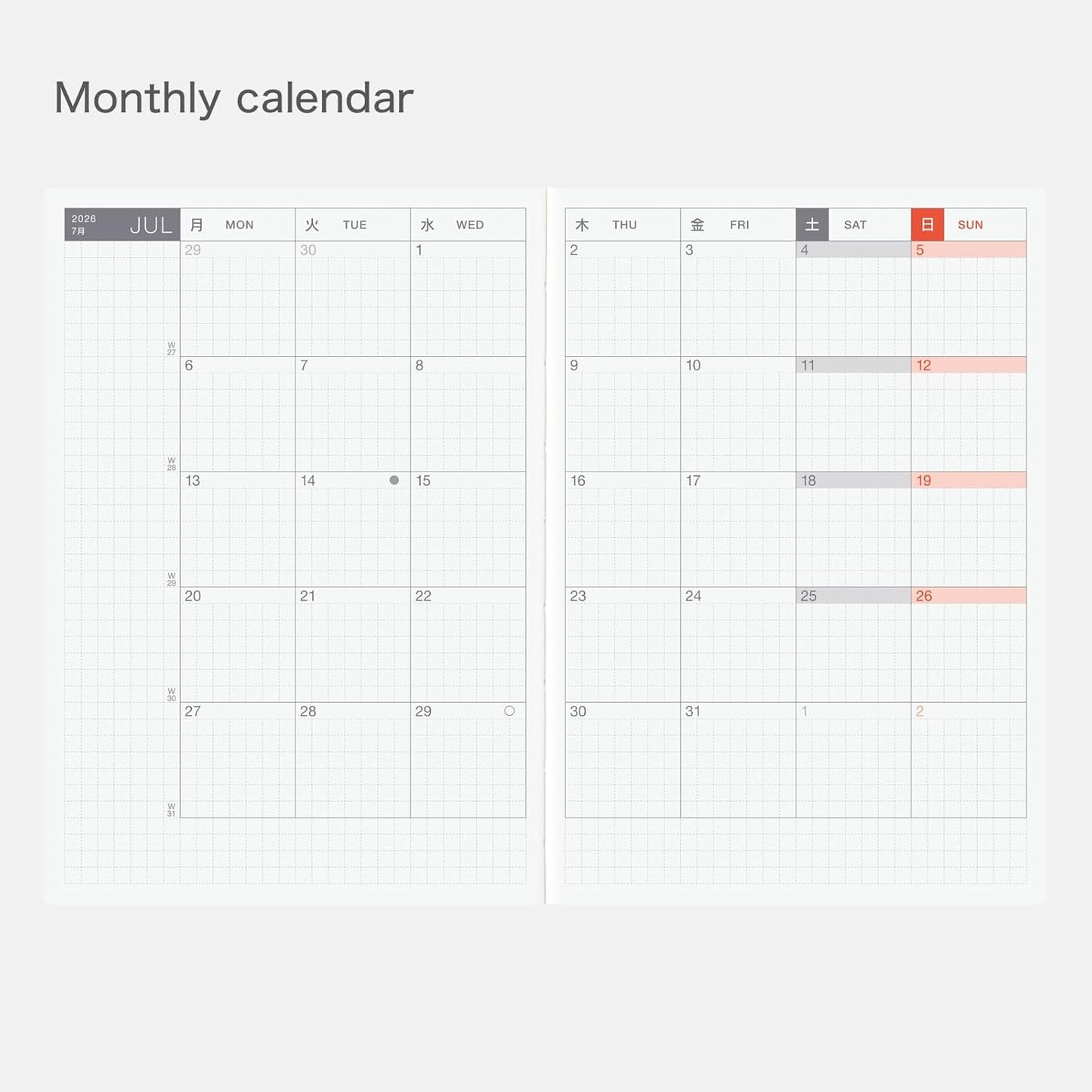 Hobonichi Techo 2026 Original Book – A6, English, Daily, January Start, Monday Start, Planner