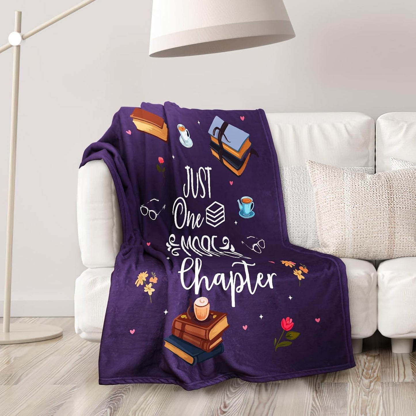 Book Lovers Gifts, Teacher Gifts for Women Men Book Lover Throw Blanket, Birthday Gift for Women, Librarian Birthday Gift for Friends 60" x50 (Purple)
