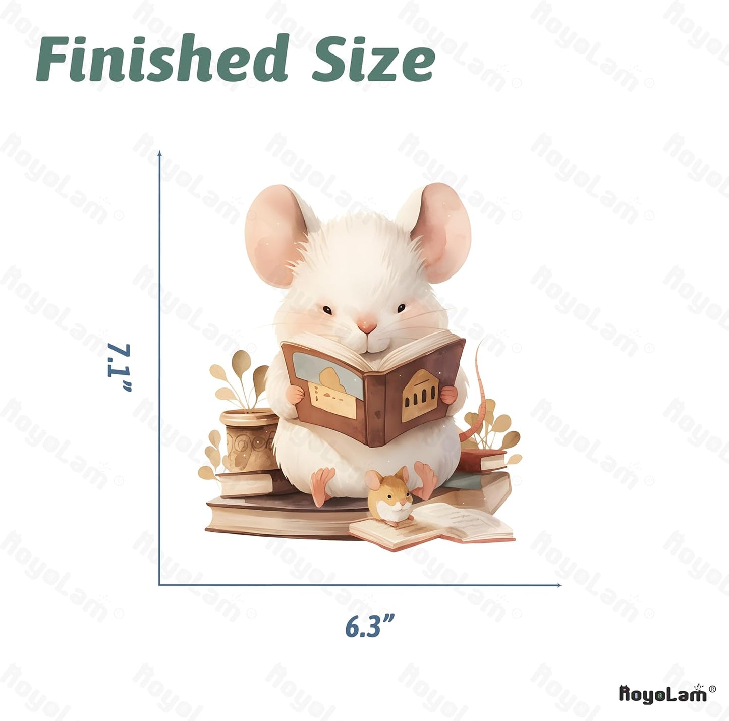 Cute Mouse Reading Books Wall Decal Nursery Animal Wall Sticker Removable Peel and Stick Wall Art Decor for Kid Baby Library Classroom Preschool Living Room Playroom Bedroom School