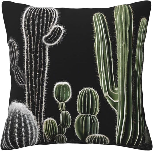 All-Season Square Pillow Covers 18"X18", Succulent Plant, Decorative Throw Pillow Covers for Sofa Bed Couch, Hidden Zipper Cushion Cover, Square Lumbar & Accent Pillowcases for Home Decor