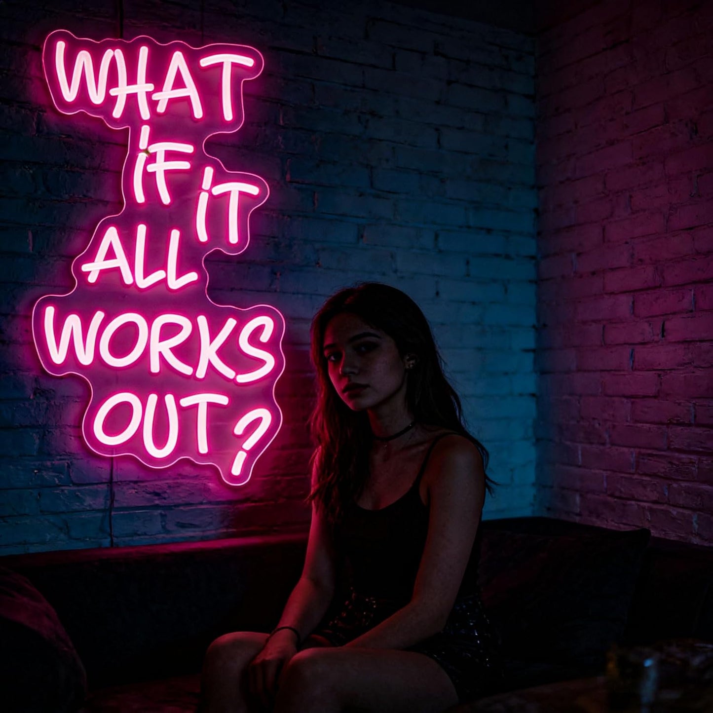 What If It All Works Out Neon Sign Led Neon Lights Neon Signs for Wall Decor Light Up Sign for Birthday Party Club Gift