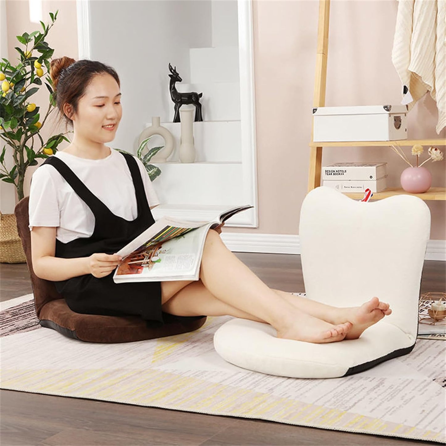 Floor Chair with Back Support Meditation Floor Seating Lazy Sofa Chair Portable Floor Chair Ergonomic Lounger Sofa for Balcony Reading Bedroom Study Room,Coffee