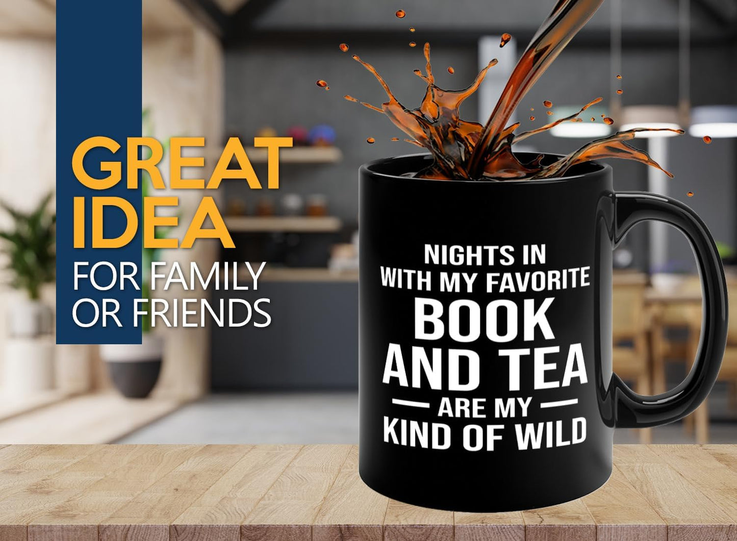 Book Lover Coffee Mug 11oz Black -Book and Tea - Gift For Poets Bookish People Bibliophile Librarian Book Club Reader