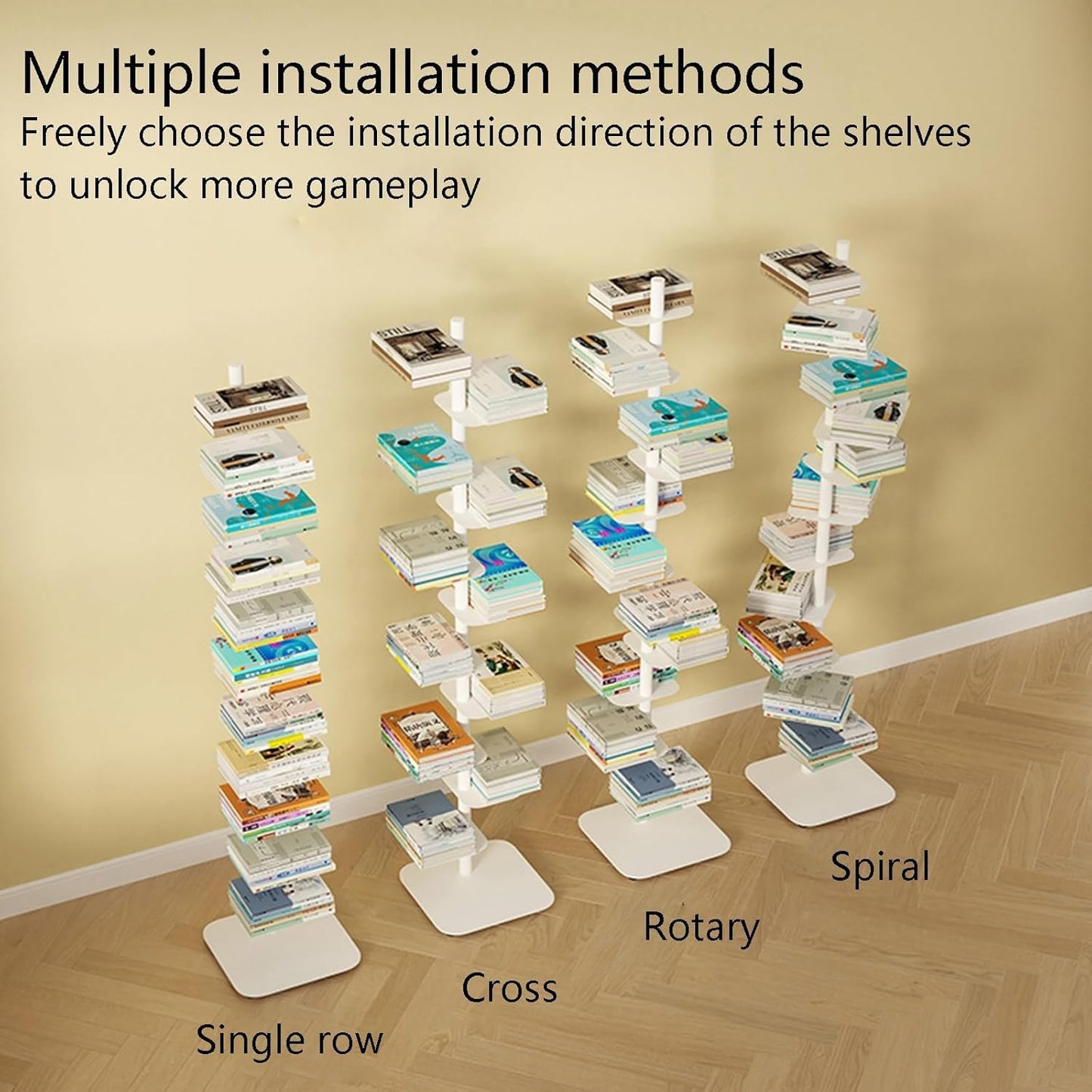 Vertical Bookshelf for Home，Simple Narrow Metal Bookshelf , Multipurpose Corner Bookshelf Tall , Narrow Ladder Bookcase Ideal Book Display，Narrow Ladder Bookcase,invisible Floating Bookshelf(192cm/72.