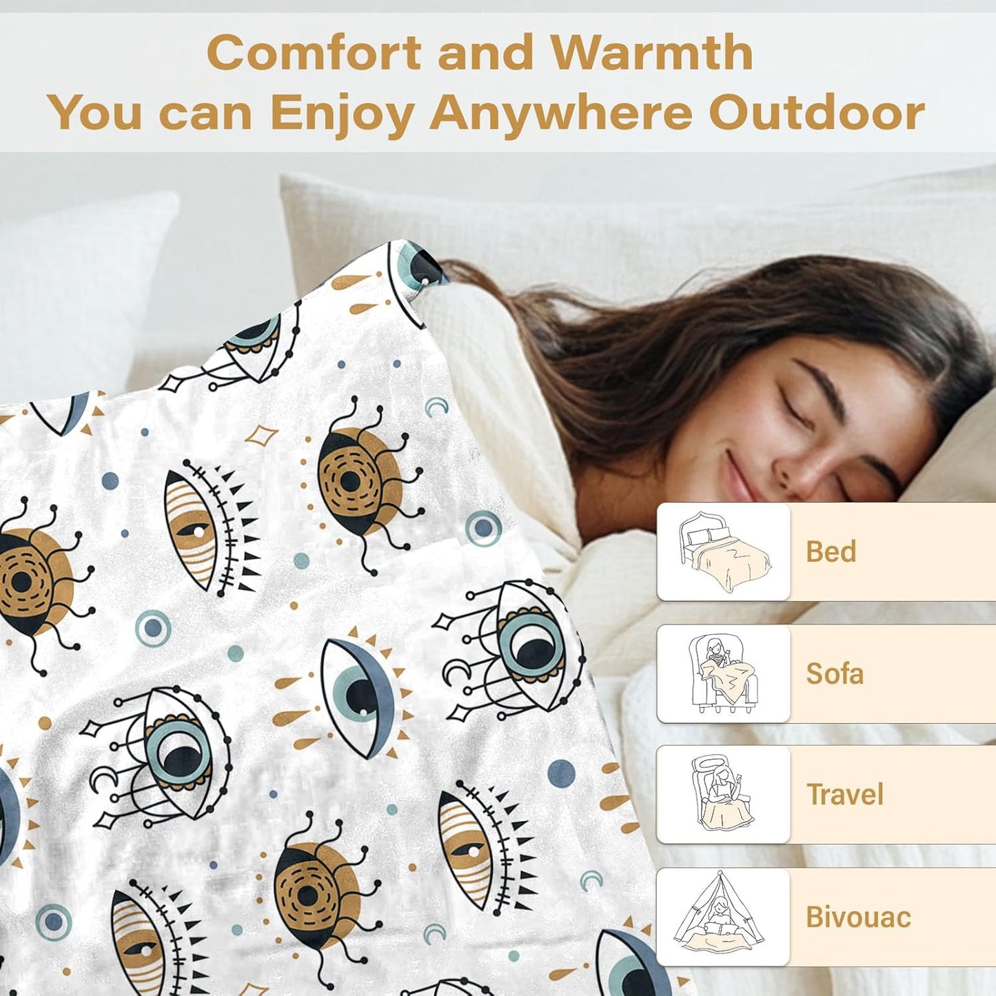 Soft Eye Gifts for Women, Eye Blanket for Men, Eye Blanket for Sofa Couch Bed, Cozy Birthday Gifts for Him, Warm Decorative Blankets for Travel, Gift for Christmas Thanksgiving 40x50