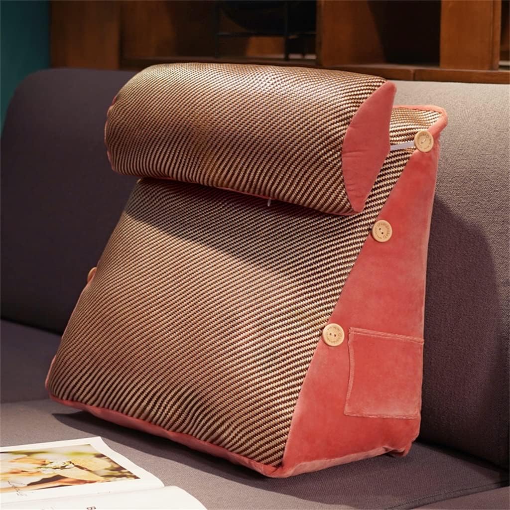 Pillow Bed Cushion Back Bedroom Triangle Removable and Washable(D)