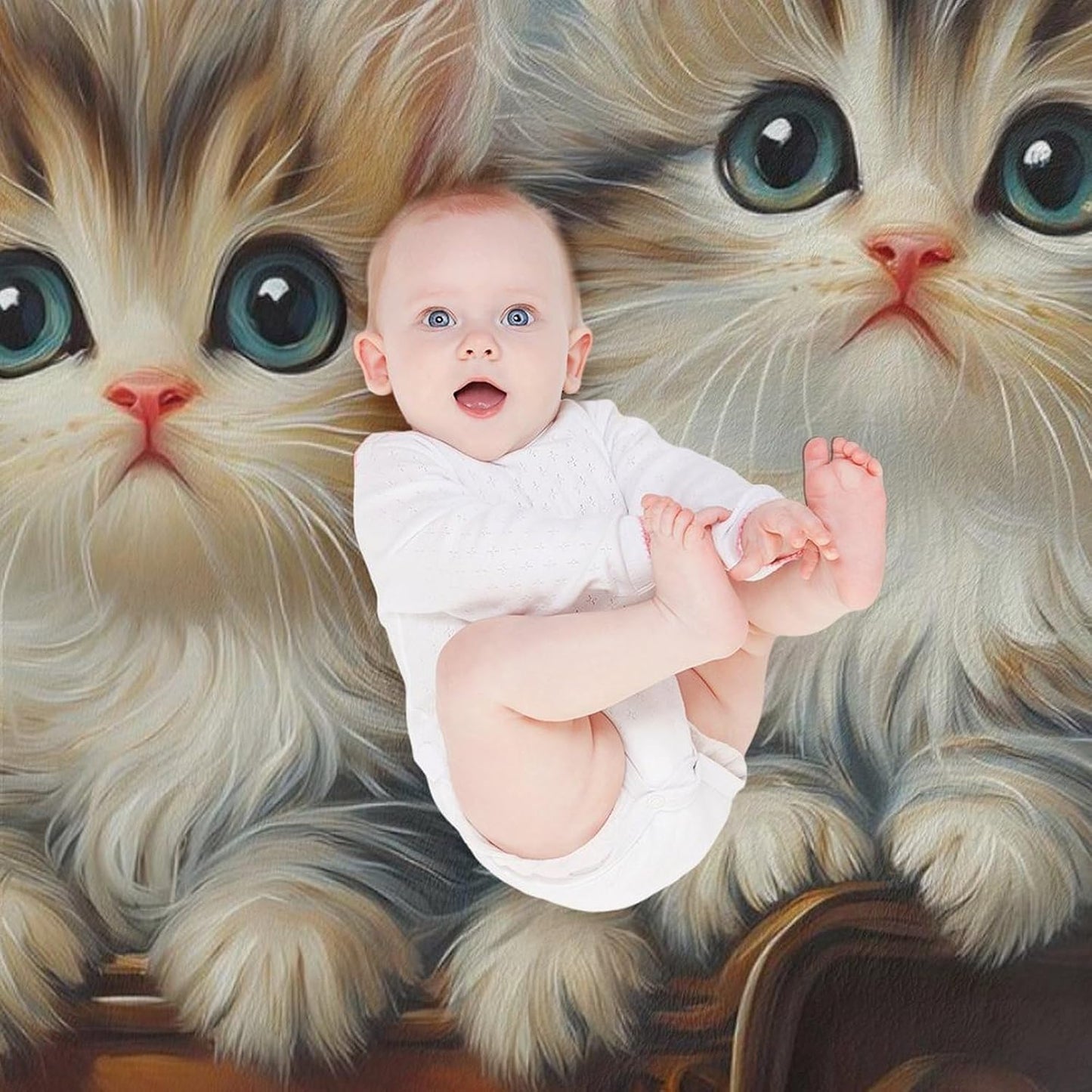 Cute Cat Throw Blanket for Couch Bed Plush Cozy Fuzzy Flannel Blanket for All Season 50"x60"