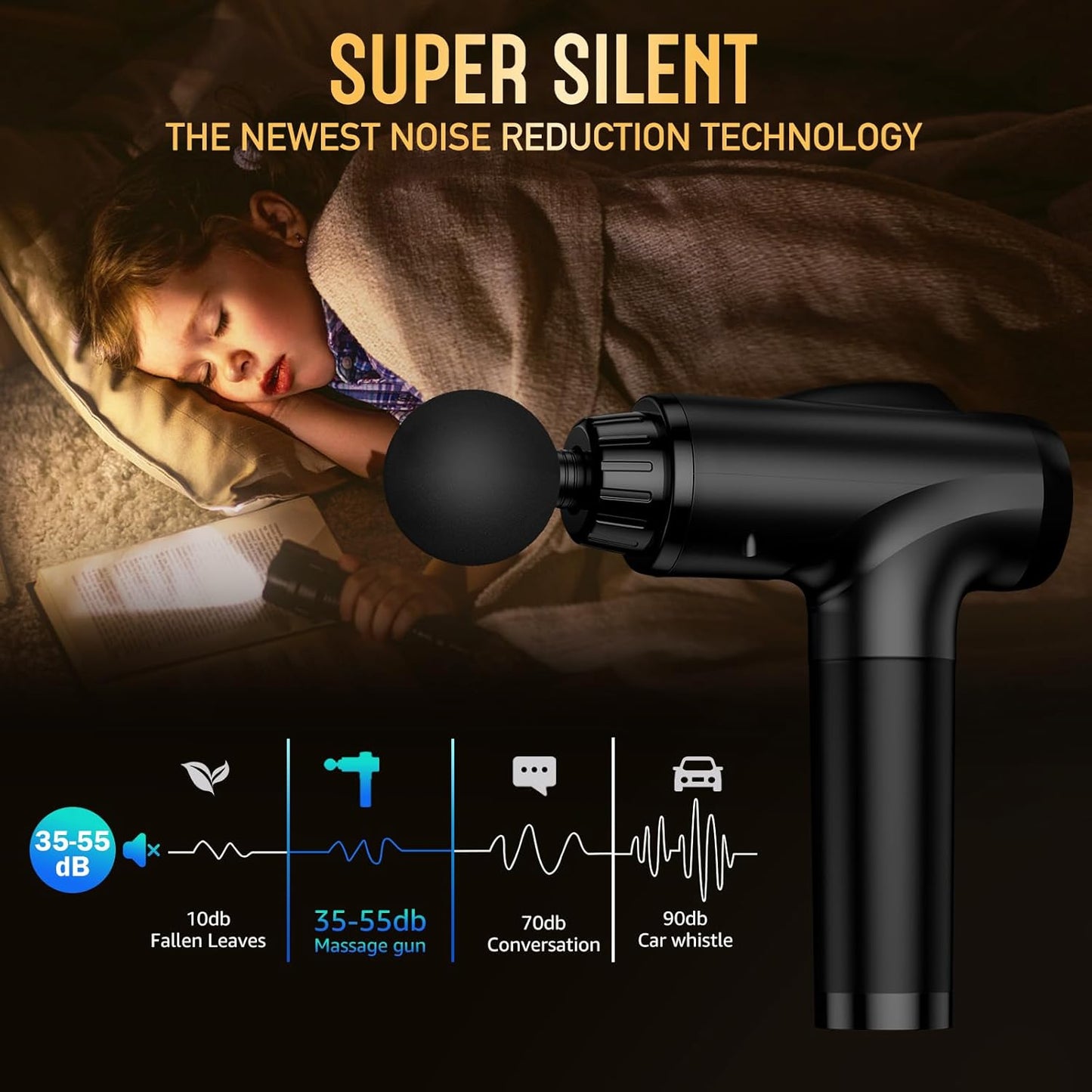 Massage Gun Deep Tissue, Handheld Electric Muscle Massager, High Intensity Percussion Massage Device for Pain Relief with 9 Attachments & 30 Speed(Black