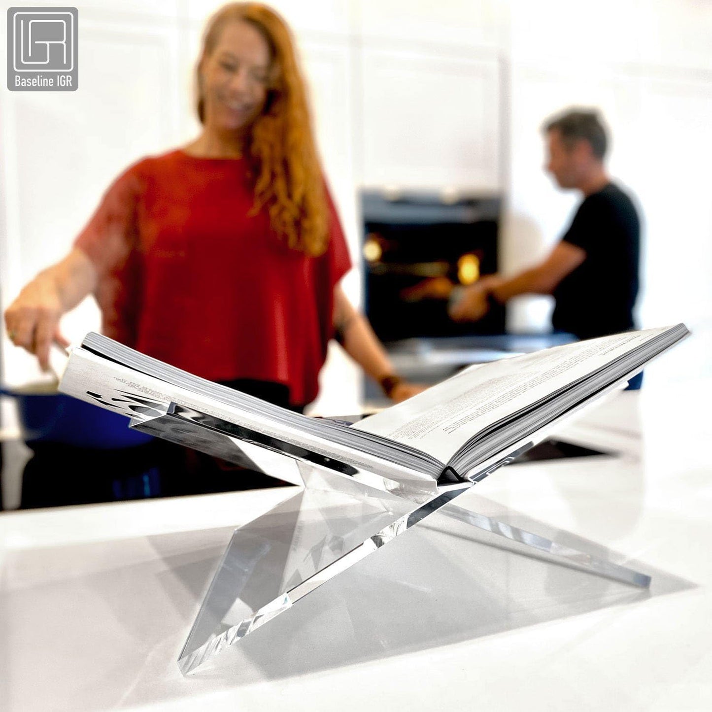 Medium Clear Acrylic Book Stand, 8.7” x 6.3” x 3.6”, Acrylic Book Holder, Open Bookstand for Display and Reading Cookbooks, Art Books, Bibles, Magazines - Home and Office
