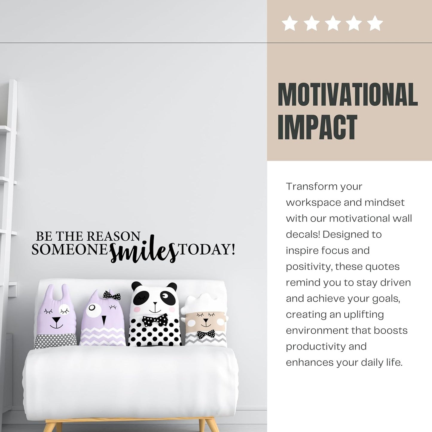 My Vinyl Story - Be The Reason Someone Smiles Today - Large Inspirational Wall Decal Motivational Wall Art Quote Positive Home Office School Classroom Decor Vinyl Decoration Encouragement 36x5 Inches