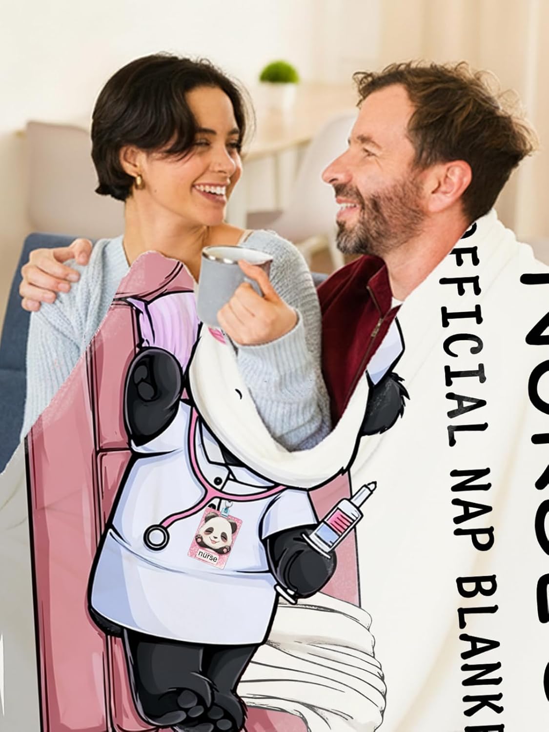 Nurse Appreciation Gifts for Women, Nurses Week/Day Gift for Her, Nursing Graduation Gifts - Funny Flannel Panda Blanket, LPN RN Birthday Gift for Nurses Practitioner Nursing Student, 80" x 60"