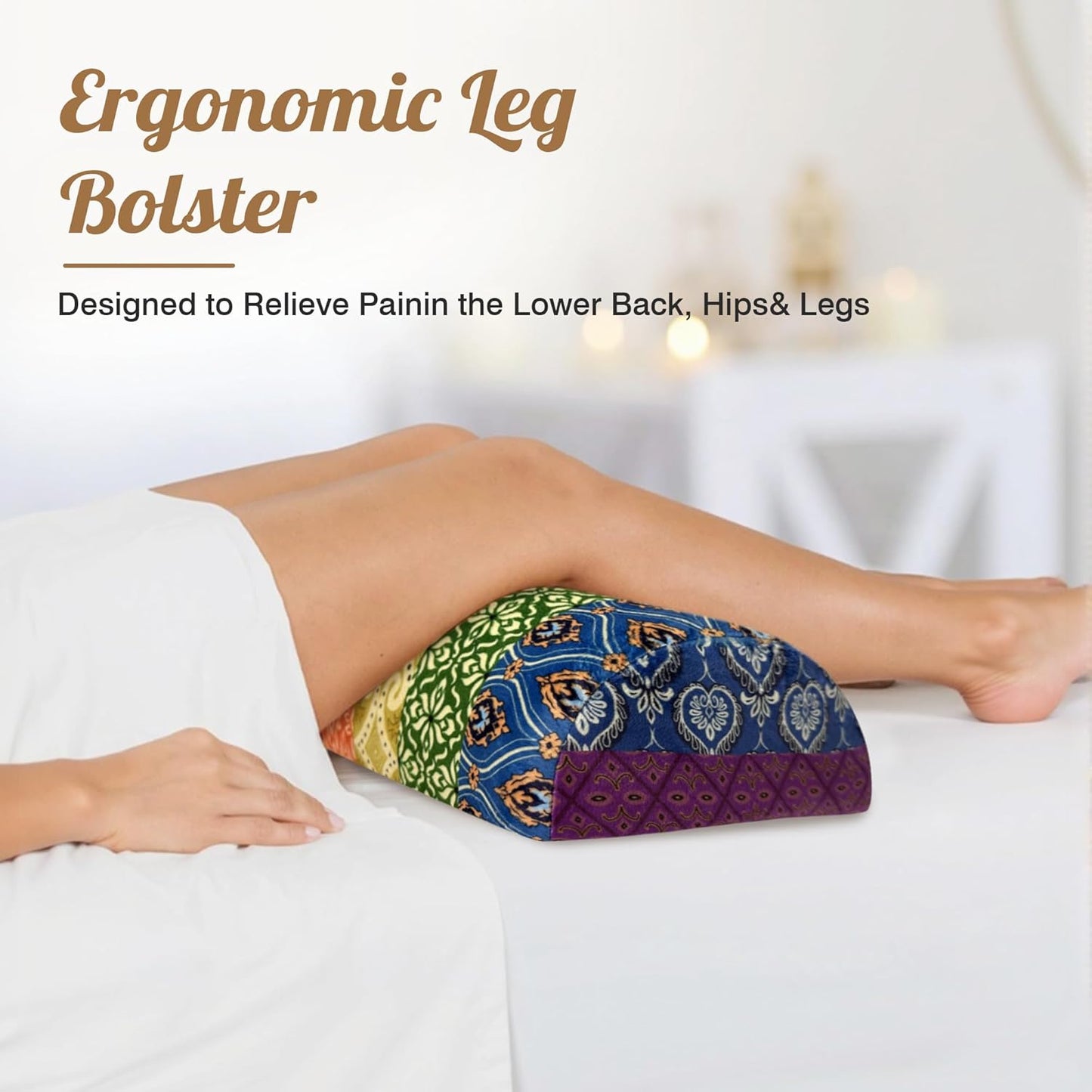 Knee Pillow for Back Sleeping – Half Moon Bolster Pillow for Under Knee While Sleeping Support, Leg & Back Pain Relief (21.5x9x5 Inches)
