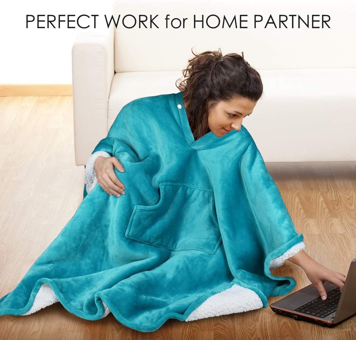 Tirrinia Poncho Blanket Super Soft Comfy Plush Wearable Fleece 2-in-1 Blanket for Adult Women Men Kids