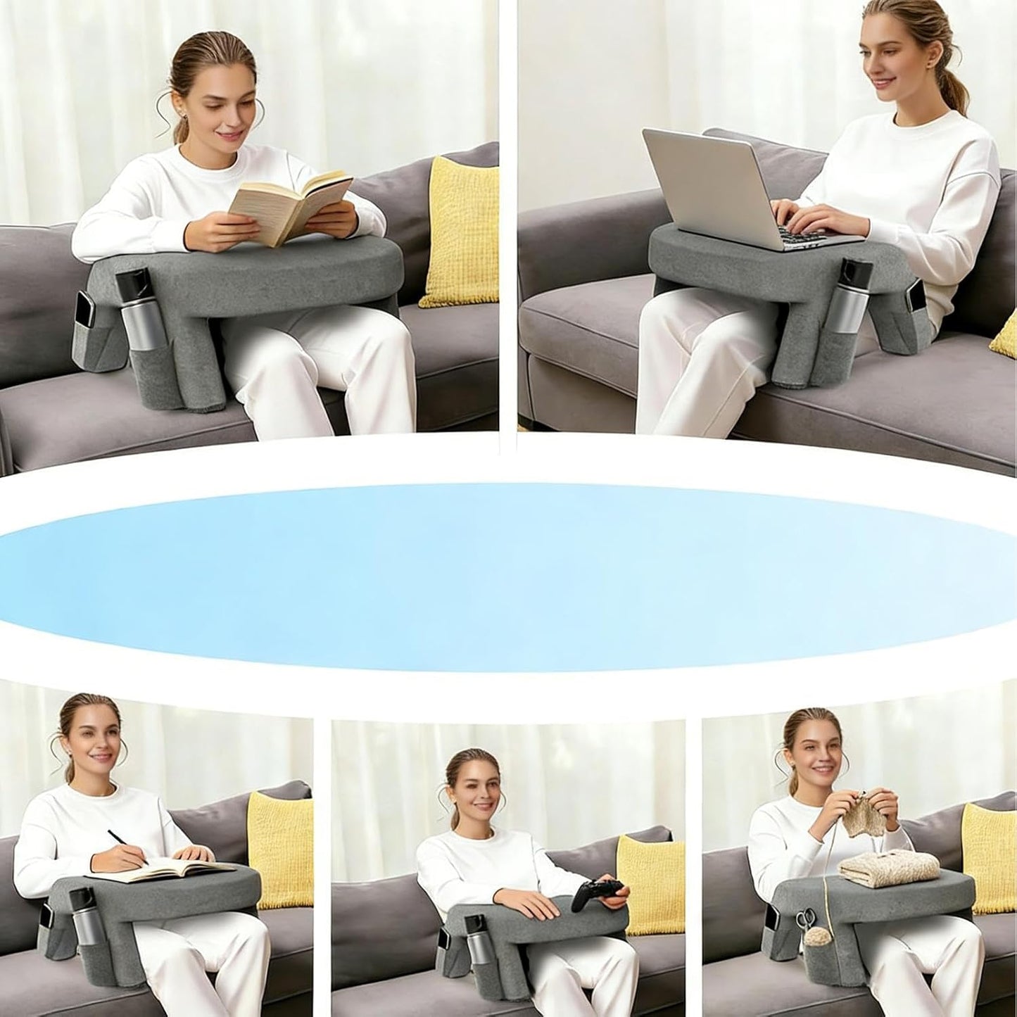 Lap Pillow - Memory Foam Washable Arm Support, Crochet Pillow for Lap Support for Home Office Working Playing Game Book Laptop Tablet Computer Adults Kids Readers, Ergonomic Cushion Accessory