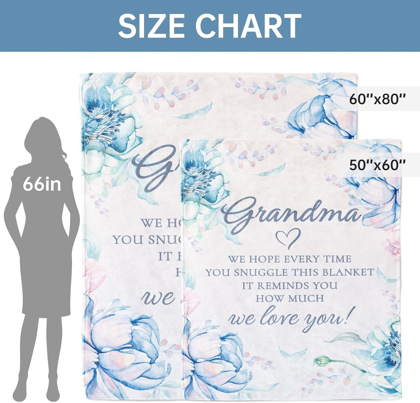 Afterprints Gifts for Grandma Blanket, Grandma Birthday Gifts, Presents for Grandmother from Grandkids on Grandparents Day, We Love You Soft Throw Blankets 60'' x 80''