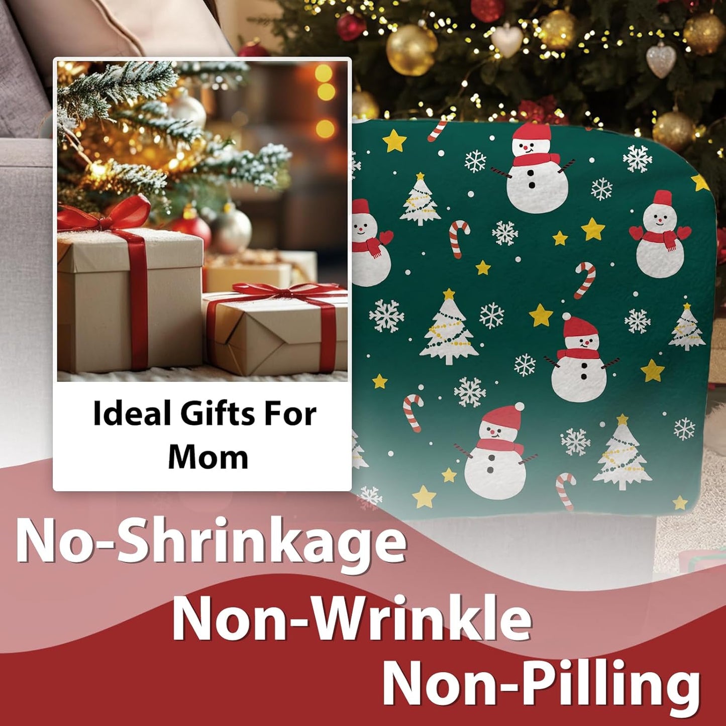 Green Christmas Snowman Flannel Throw Blanket, Xmas Tree Snowflake Candy Cane Stars Birthday Gifts for Kids Men Women, Winter Holiday Soft Blankets for Bedding Sofa 50 x 60 Inches