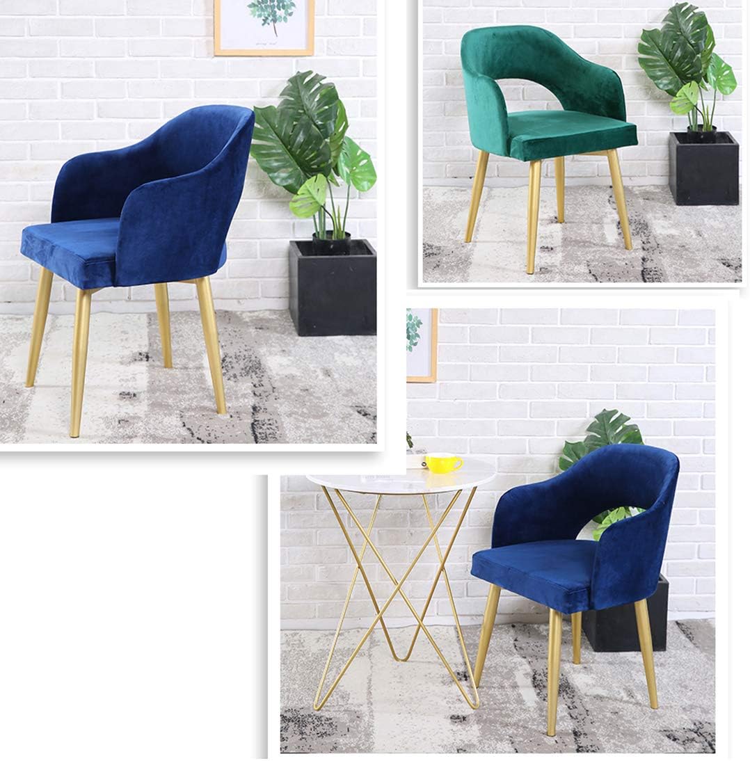 Comfortable Chair Nordic Dining Chair Metal Legs,Ergonomically Designed Coffee Side Chair,Flannelette Upholstered Lounge Sofa Chair,for Leisure/Office/Reception/Living Room/Desk/Patio/Terrace/Office
