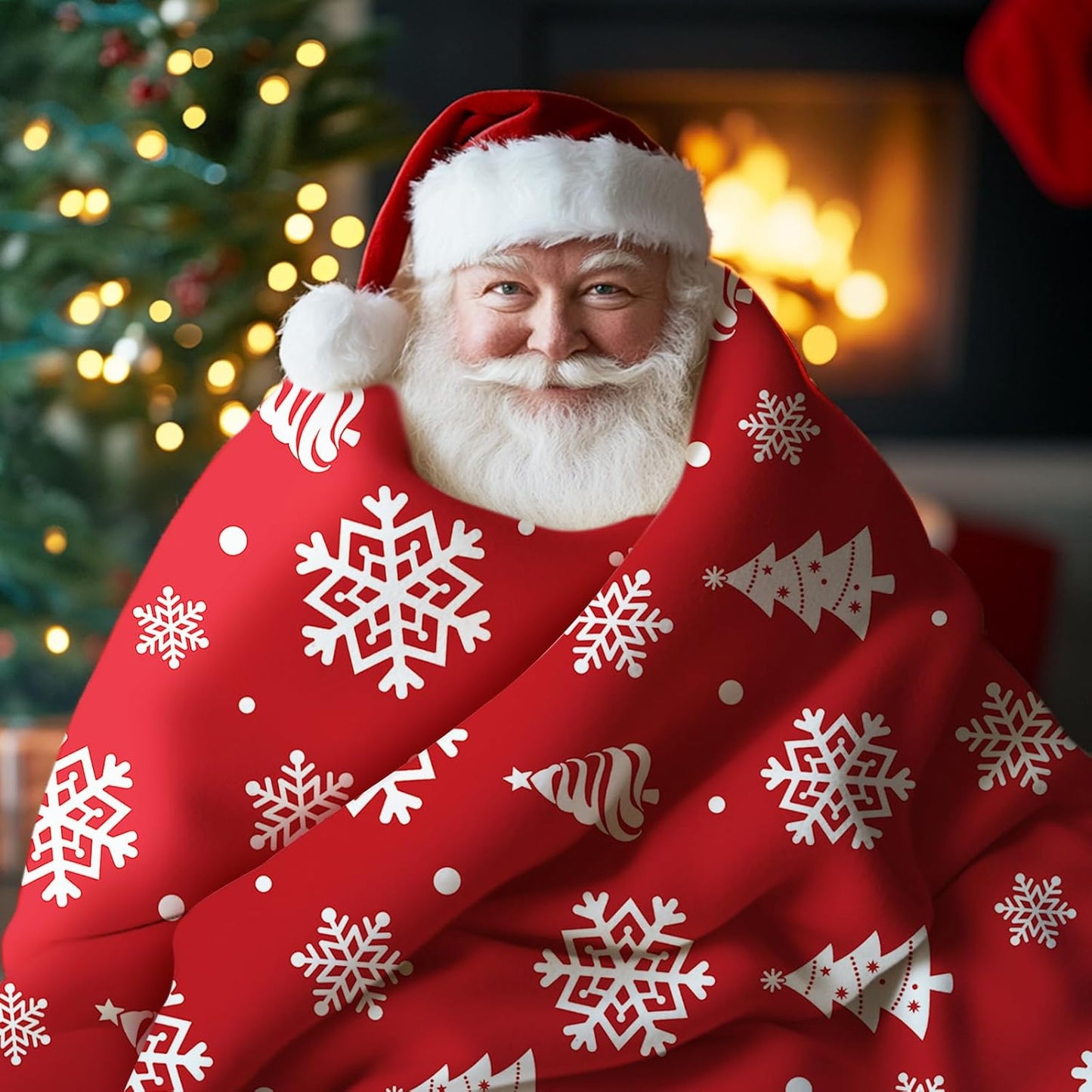 Christmas Tree Red Flannel Throw Blanket, Xmas Pine Trees Snowflake Birthday Gifts for Kids Men Women, Winter Holiday Soft Blankets for Bedding Sofa 50 x 60 Inches