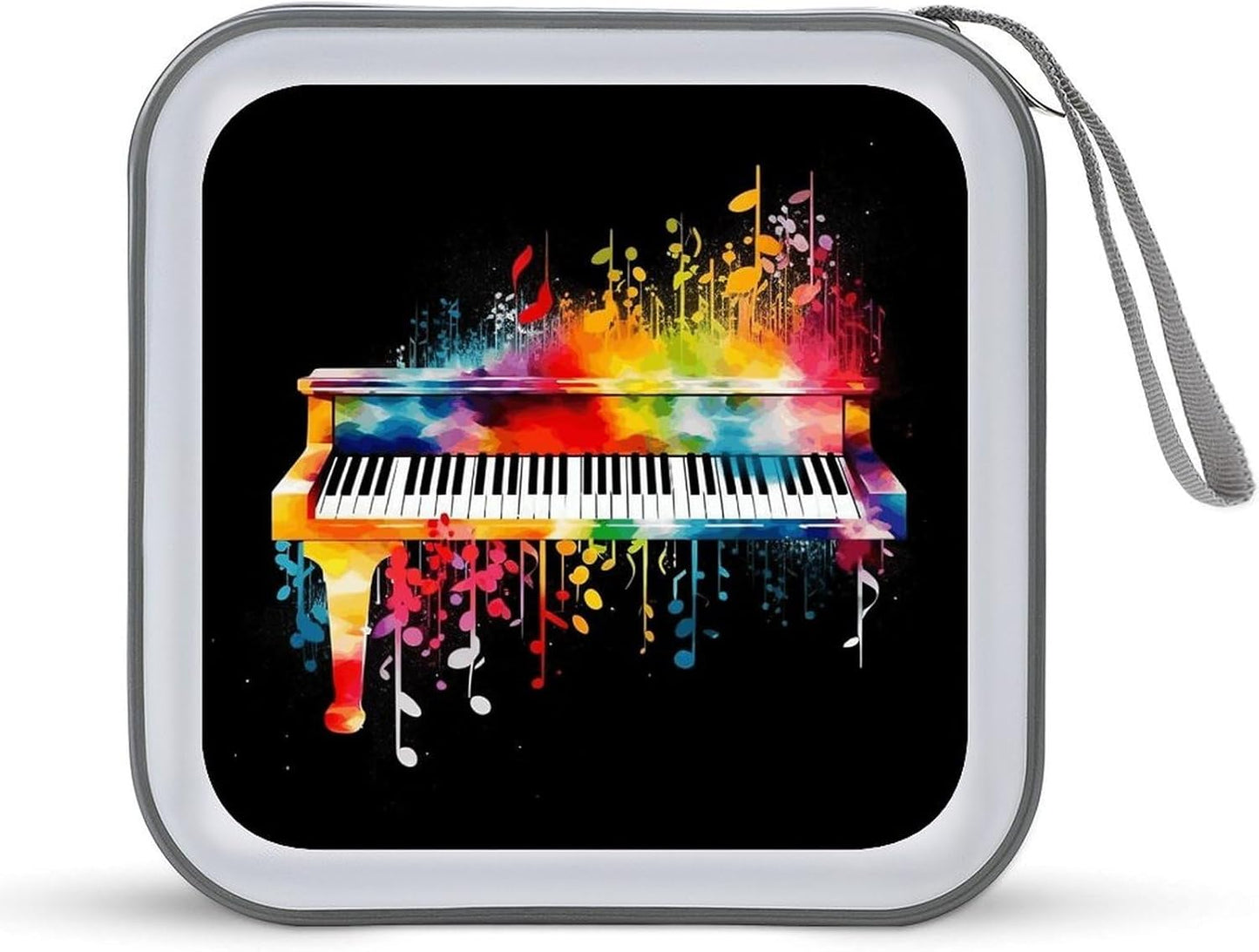 Colorful Piano Keyboard Music Note CD Case 40 Capacity Case Zipper CD Collection Bag with Handles Cover DVD Storage Hard Plastic DVD Disc Cases Storage Binder for Car Home Office Travel