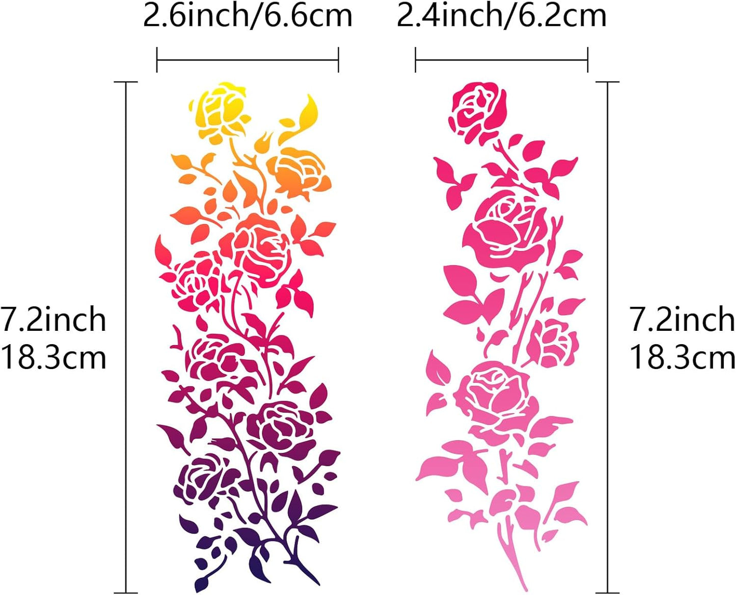 GORGECRAFT 7.5 x 5.5 Inch Rose Metal Stencil Flower Branch Rose Vine Swirls Leaf Blossom Stainless Steel Stencil Bookmark Template for Engraving Wood Burning Carving Pyrography Scrapbooking Crafting