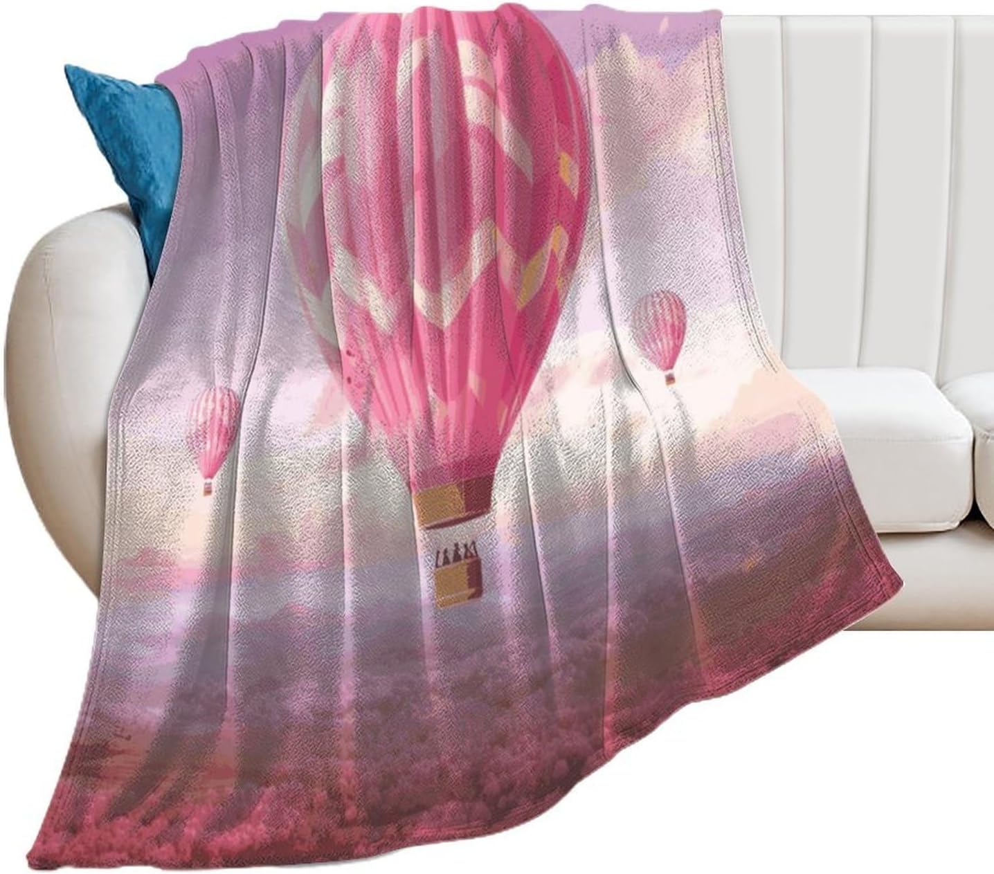 Pink Hot Air Balloon Blanket Super Soft Lightweight Throw Blanket Cute Cozy Warm Bed Blanket Decorative Fuzzy Blanket All-Season Home Decor Gift for Sofa Couch Living Room 30"*40"（76 * 100cm）