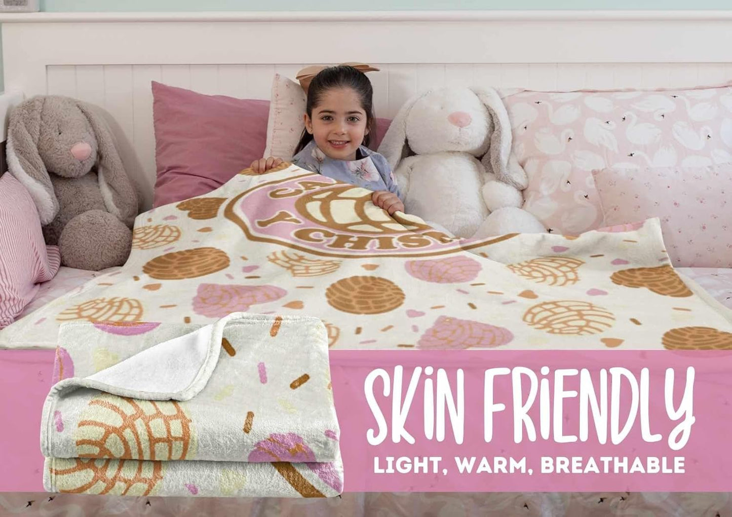 InnoBeta Concha Throw Blanket, Mexican Concha Gifts for Women and Concha Lovers, Tortilla Blanket, 50" x 65", Cafecito Y Chisme