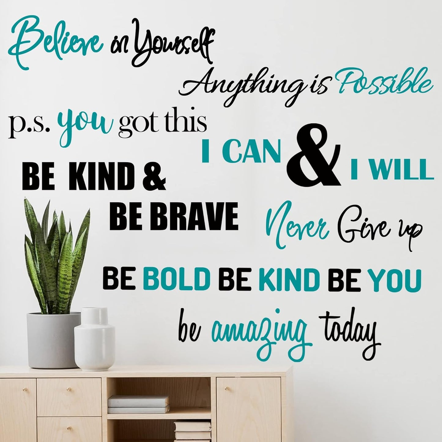 Inspirational Quotes Wall Decals Vinyl Motivational Wall Stickers Positive Lettering Spiritual Words Decals Affirmation Sayings for Women Girls Classroom Bedroom Living Room Bathroom Office Wall Decor