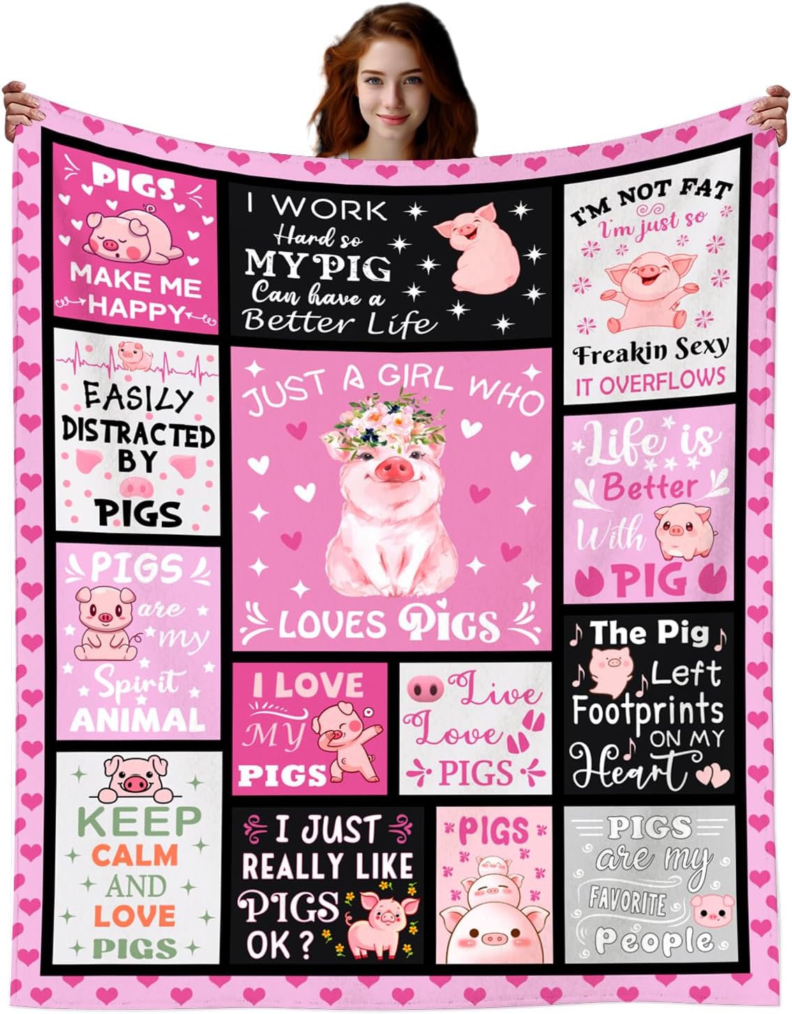 Pig Blanket Gifts for Women Stuff Blankets and Throws Plush Soft Warm Fleece Bedding Pigs Gifts for Women Girls Kids Adults Pig Lovers Birthday Decorations 60"X50"