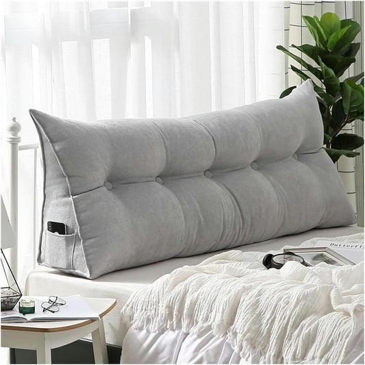 Reading Pillows Velvet Bolster Lumbar Support Back Long Cushion, Solid Color Wedge Headboard Triangular Backrest, PP Cotton Filled Rest Daybed Pillow, Removable Washable, 180cm/70inch