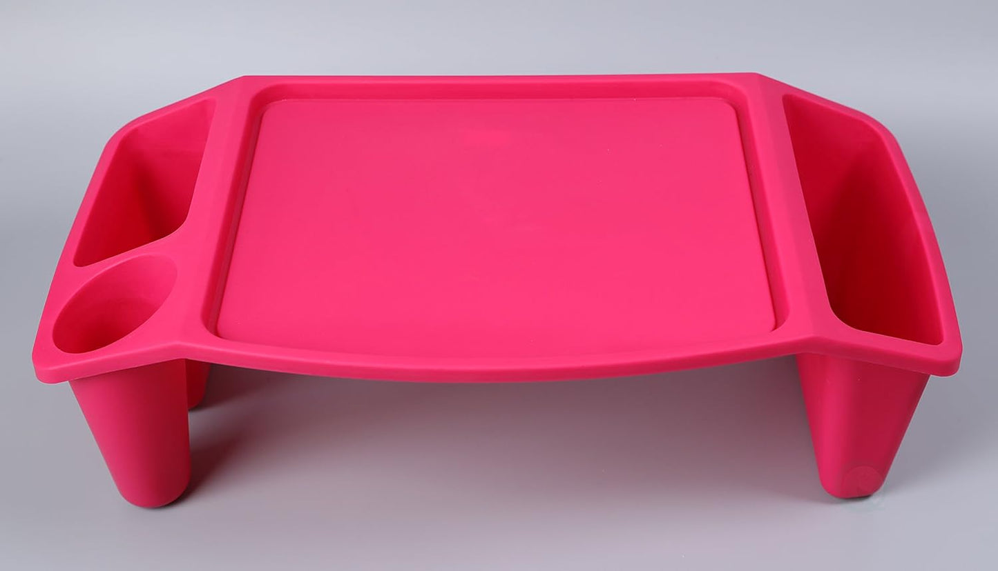 Basicwise Kids Lap Desk Tray, Portable Activity Table, Pink, Red