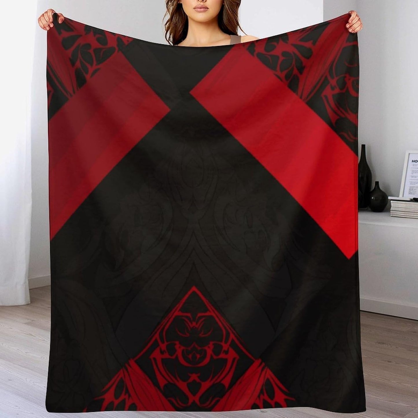 Red Black Blanket Super Soft Lightweight Throw Blanket Cute Cozy Warm Bed Blanket Decorative Fuzzy Blanket All-Season Home Decor Gift for Sofa Couch Living Room 60"*80"（150 * 200cm）