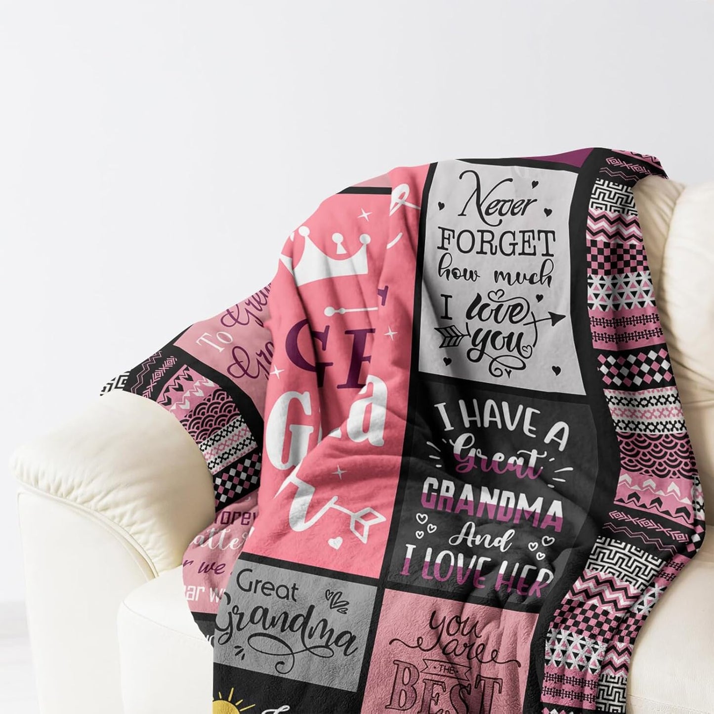 Great Grandma Gifts Blanket 60"x50", Christmas/Birthday Gifts for Great Grandma from Grandkids, Best Great Grandmother Gift Ideas Throw Blanket