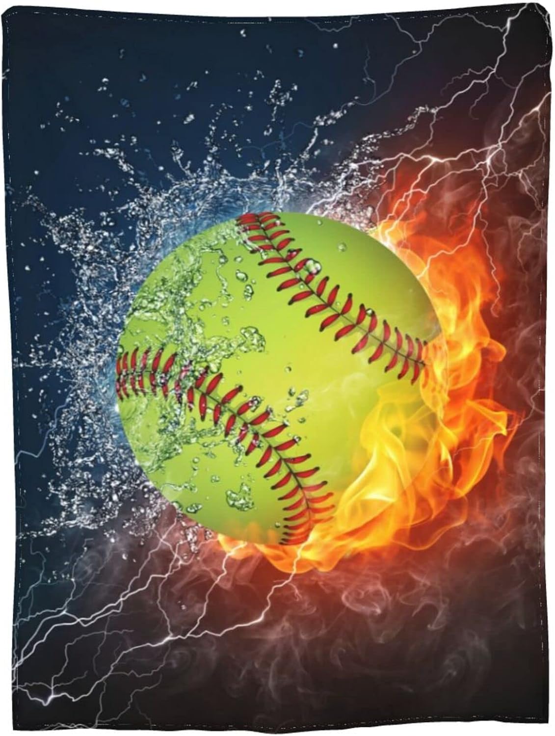 Baseball Softball Cool Ball Throw Blanket Super Soft Warm Boy Bedding Bed Blankets for Couch Bedroom Sofa Office Car, All Season Cozy Flannel Plush Blanket for Girls Boys Adults, 60"X50"