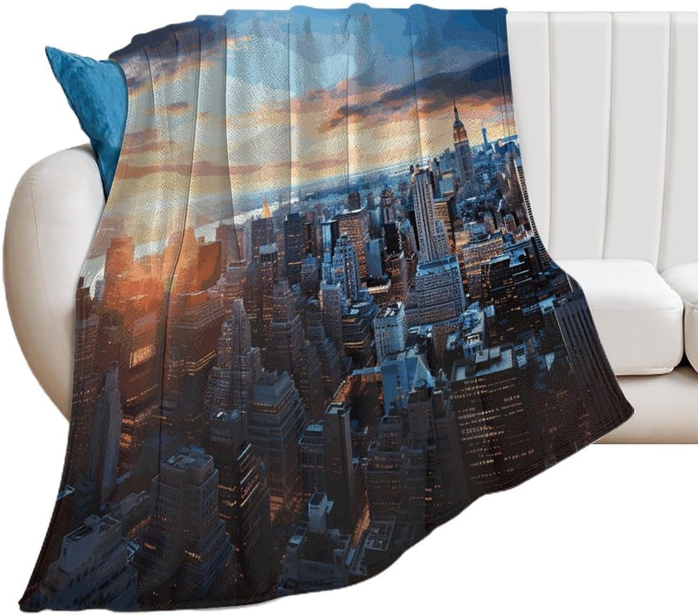 New York City Skyline Throw Blanket for Couch Super Soft Warm Lightweight Throw Blankets Cozy Flannel Bed Blanket Cute Decorative Blankets for All Seasons Home Decor Gift 50"*60"（130 * 150cm）