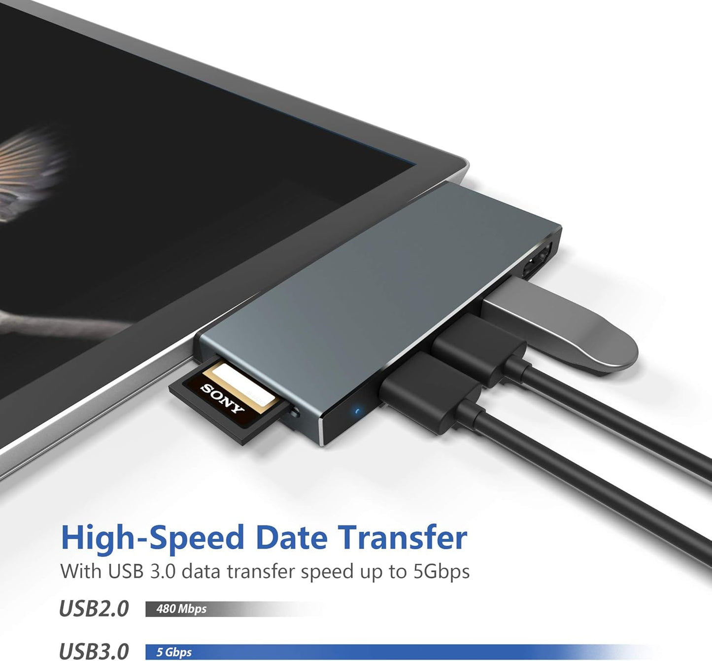 Surface Pro 6/ Pro 5/ Pro 4 Docking Station USB Hub, Surface Pro Docking Station with 4K HDMI, 3X USB3.0 Ports, SD/TF Card Reader, Accessories for Microsoft Surface Pro 4/5/6