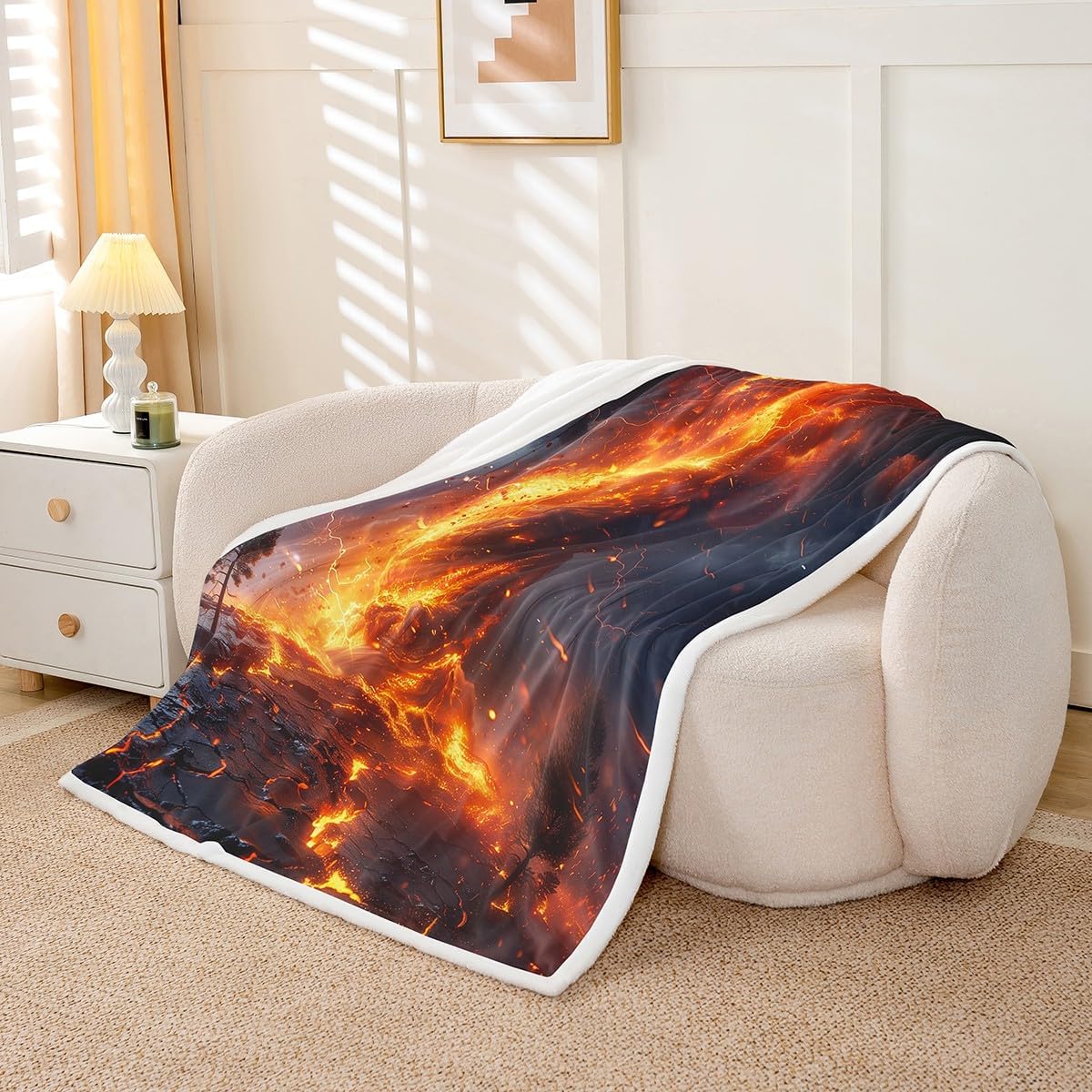 Natural Disaster Throw Blanket Lightning Tornado Print Sherpa Blanket Throw 50"X60",Natural Disasters Kids Fleece Blanket for Boys Teens Men Bedroom Decor,Tornado Natural Senery Plush Bed Blanket