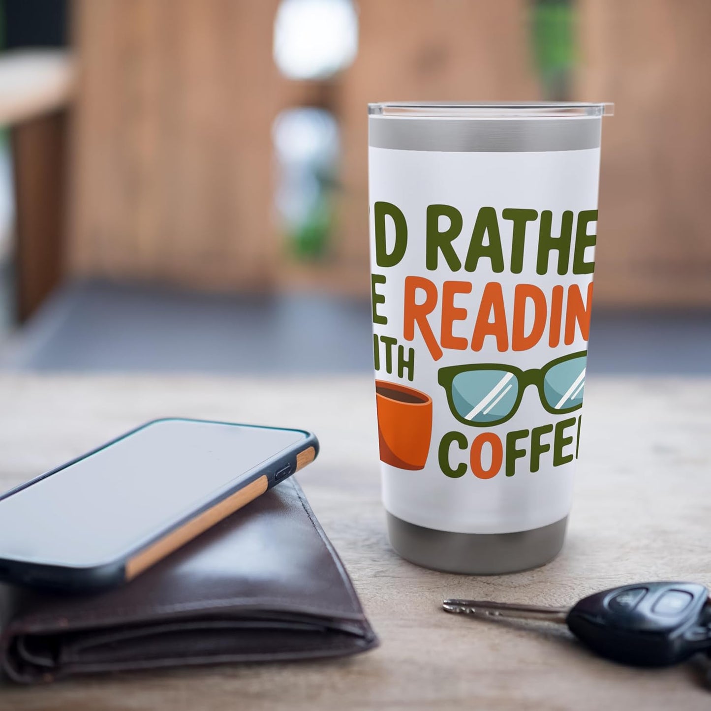 I'd Rather Be Reading With Coffee Mug Stainless Steel Insulated Tumbler